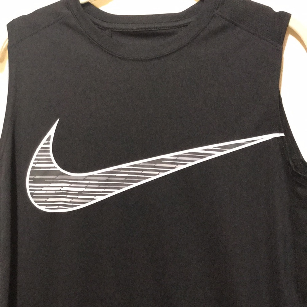 Nike Men's Black Sleeveless Tank with White Swoosh. Good Condition. Size XL. - Picture 3 of 7